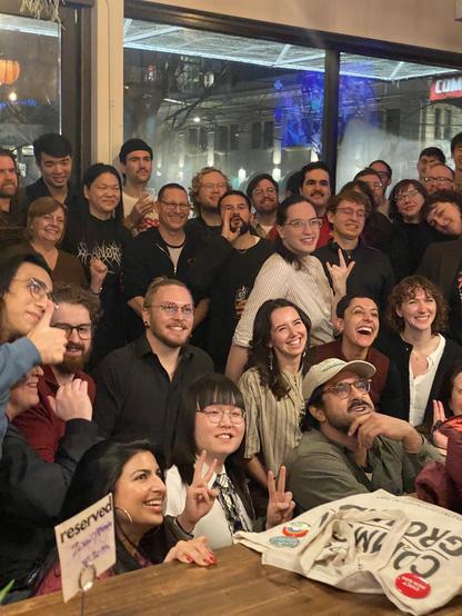 A large group of "left wingers" at a Cope event in Vancouver, BC