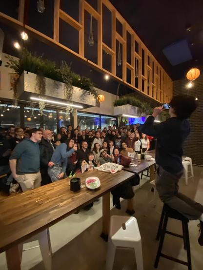 A large group of "left wingers" at a Cope event in Vancouver, BC