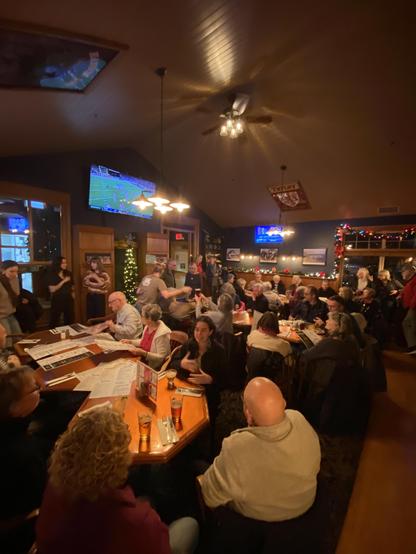 Emily Lowan at a town hall/ Q&A meet and greet at Blackfish Pub in Gibsons, BC