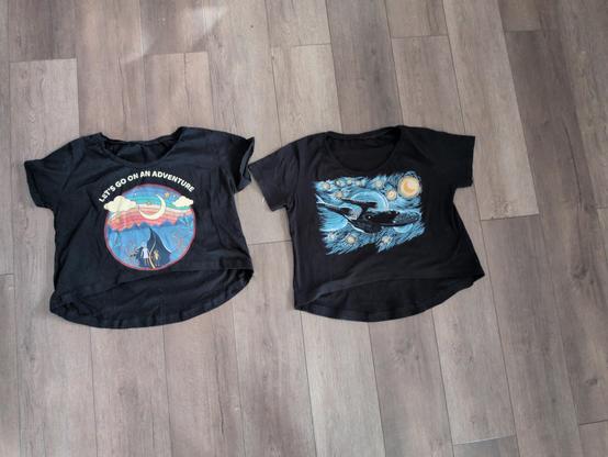 The same tee shirts after being cut down to a smaller size