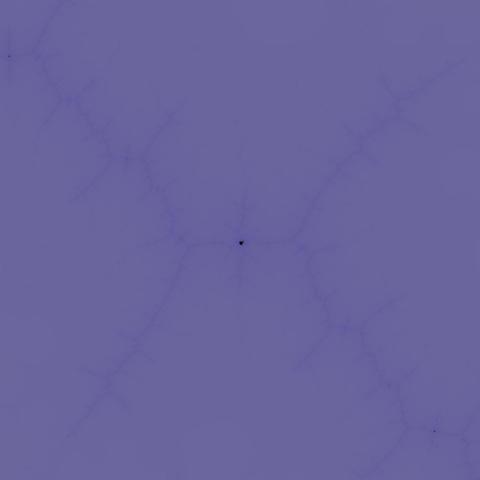 A render of the mandelbrot set using randomised colours. The centre point is 0.3564320881963767 + -0.6488047462723031i and we are zoomed to 7.3044131486e+04 magnitude.