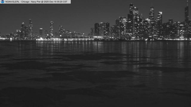 View of Navy Pier in Chicago from William E. Dever Crib in Lake Michigan east of North Avenue. // Image captured at: 2025-12-16 06:20:01 UTC (about 17 min. prior to this post) // Current Temp in Chicago: 19.64 F | -6.87 C // Precip: scattered clouds // Wind: SSW at 5.570 mph | 8.96 kph // Humidity: 81%