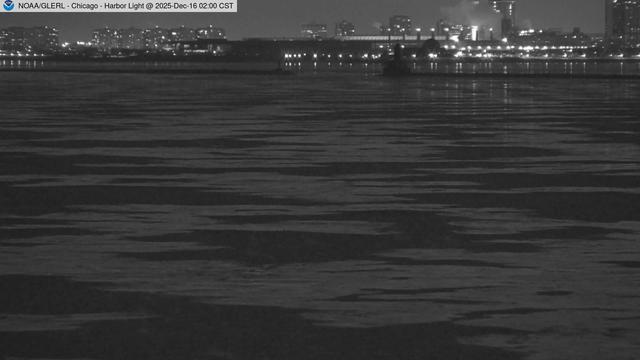 View of the Chicago Harbor Lighthouse from one of the cribs located in Lake Michigan. // Image captured at: 2025-12-16 08:00:01 UTC (about 7 min. prior to this post) // Current Temp in Chicago: 19.01 F | -7.22 C // Precip: scattered clouds // Wind: SW at 1.990 mph | 3.20 kph // Humidity: 83%