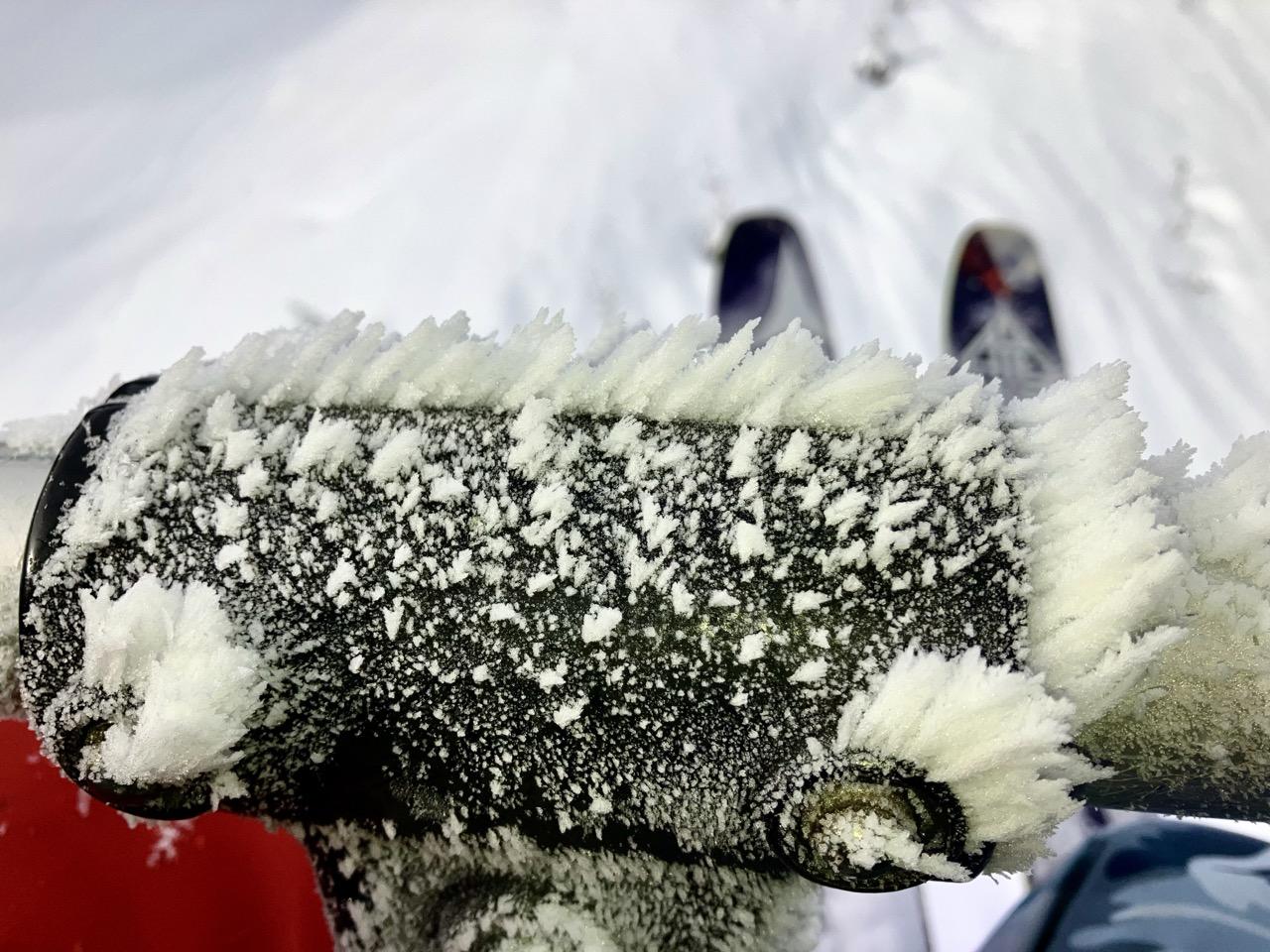 Wind-blown Ice crystals on a chairlift
