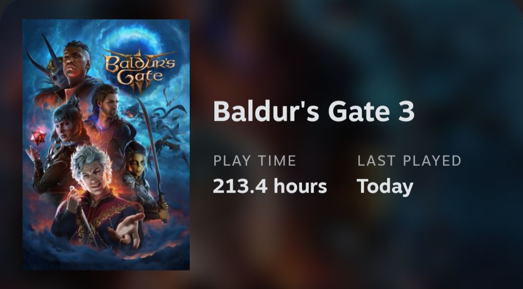 Play time 213 hours.